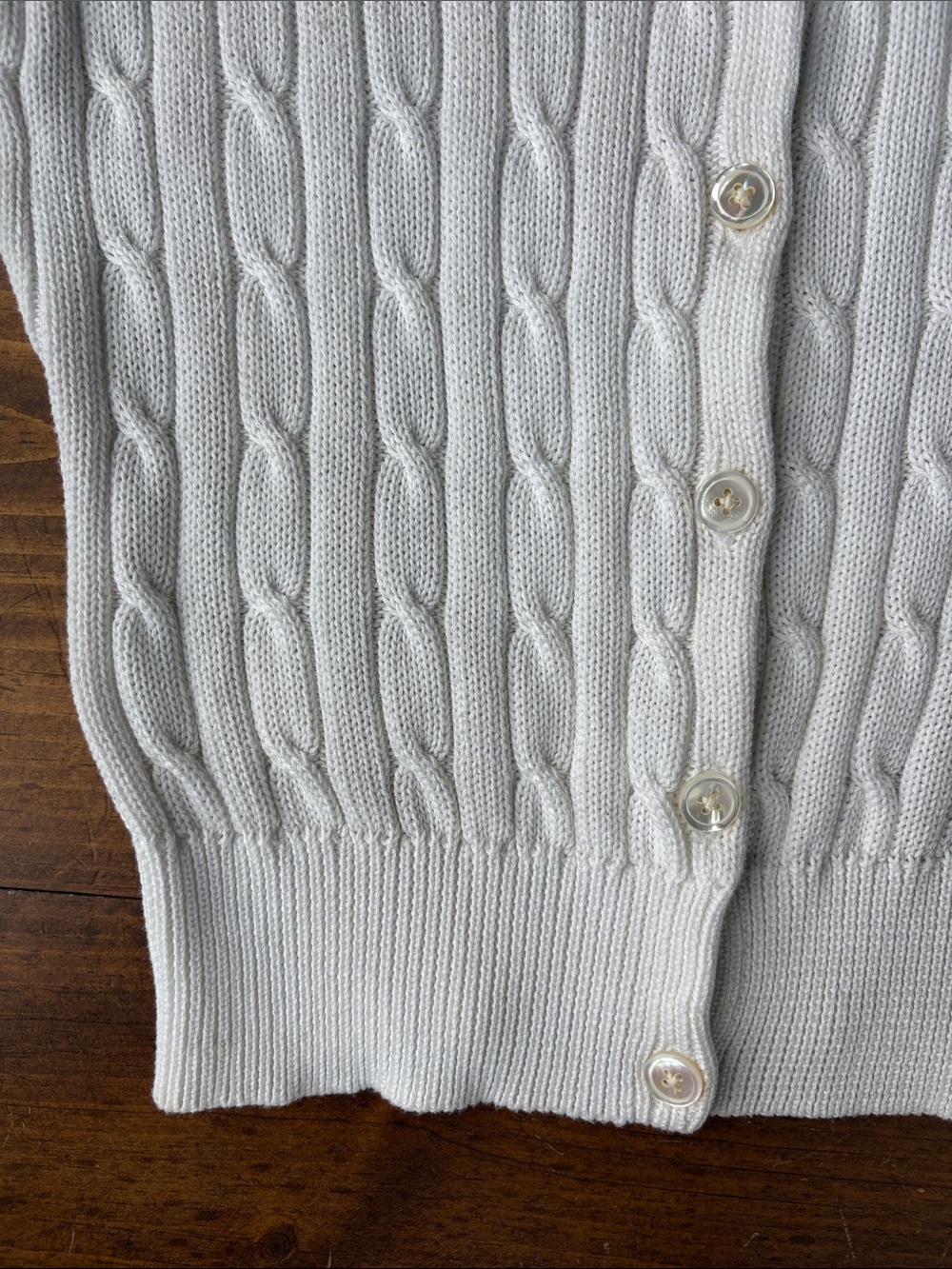 Ralph Lauren Off White Cable Knit Short-Sleeve Cardigan Sz M - Picture 4 of 12